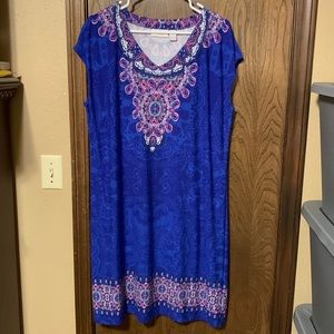 Chico's Women's Dress Boho Blue Shift Dress, 3